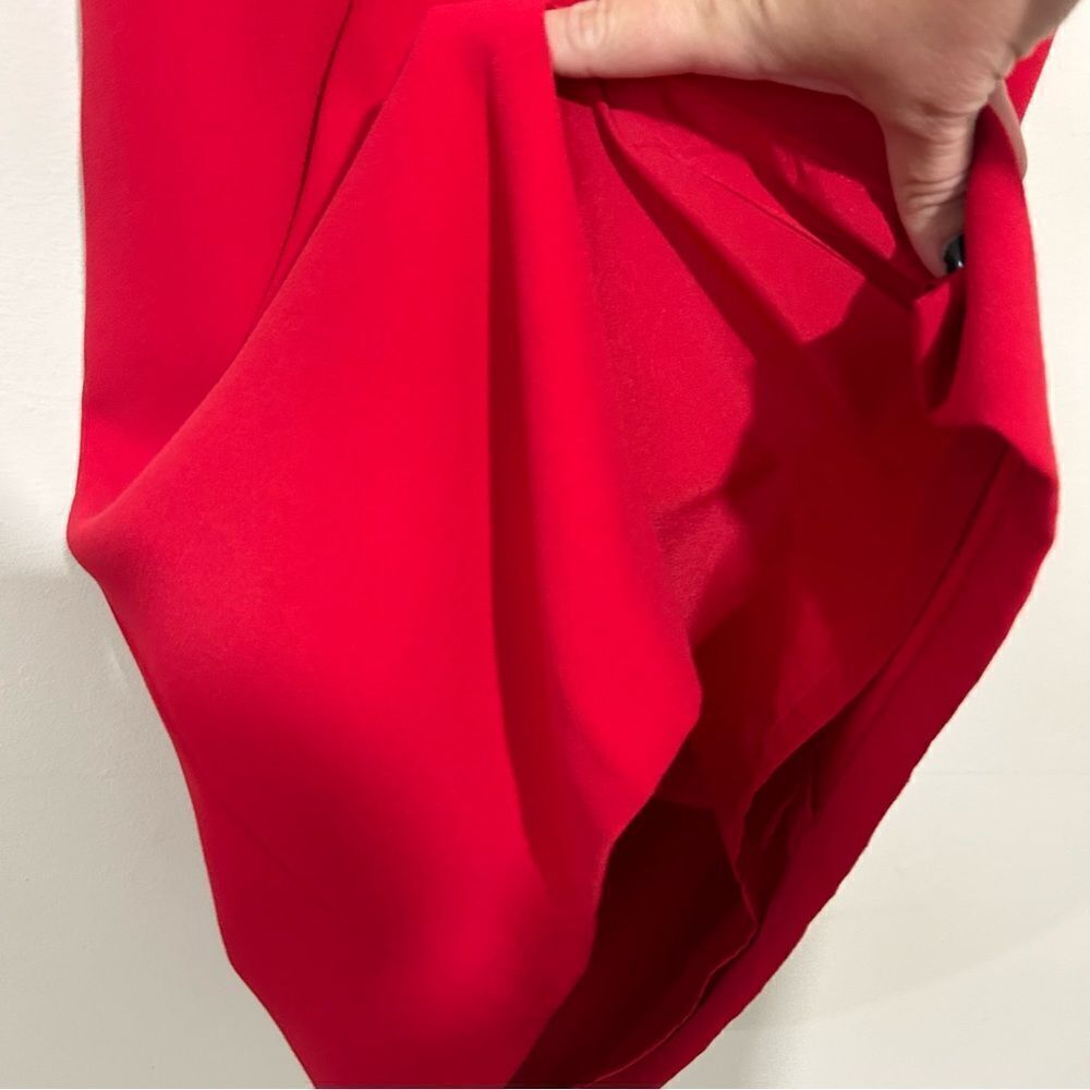 Aidan by Aidan Mattox Red Off the Shoulder Ruffled Sheath Midi Dress SIZE 12 - Picture 7 of 10